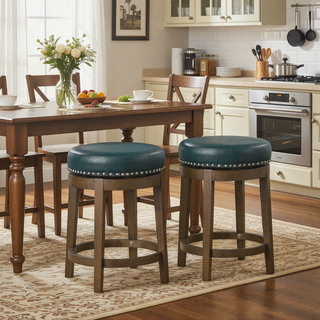 Sunvega Set of 2 Light Gray Fabric Open Back Walnut Oak Dining Side Chairs