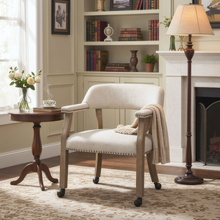 Sunvega Hardwood Caster Game Chair with Polyester Upholstery and Padded Armrests