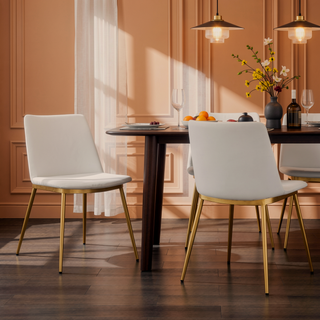 Sunvega Modern Velvet Upholstered Dining Chairs with Gold Metal Legs Set of 2