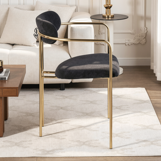 Sunvega Demi Contemporary Gold Metal Frame Black Velvet Upholstered Chair Set of 2