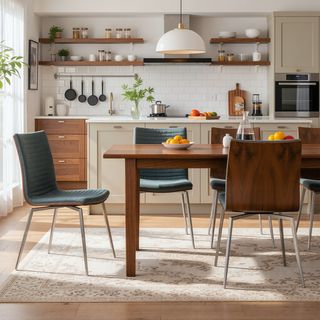 Sunvega Contemporary Swivel Dining Chairs with Walnut Wood Back and Green Fabric
