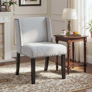 Sunvega Light Gray Cotton Polyester Upholstered Dining Side Chair Set of 2