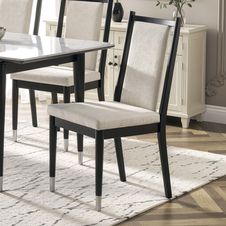 Sunvega Contemporary 2pc Side Chair with Angled Back and Arrow Legs in Black White Finish