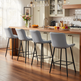 Sunvega Faux Leather Counter Stools Set of 2 with Metal Legs for Kitchen and Dining Room