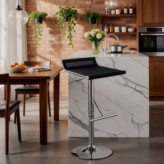 Sunvega Adjustable Chrome Bar Stool with Black Mesh Seat and Swivel Base