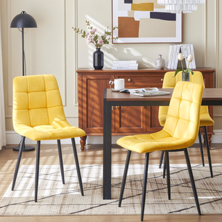 Sunvega Grey Velvet Dining Chairs Set of 2 with Metal Legs for Kitchen and Living Room