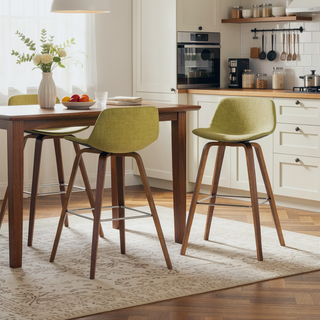 Sunvega Mid Century Modern Bentwood Counter Bar Stool Set of 2 with Chrome Foot Rest