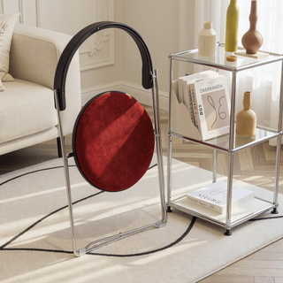 Sunvega Modern Chrome Cantilever Dining Chair with Wood Backrest and Upholstered Seat