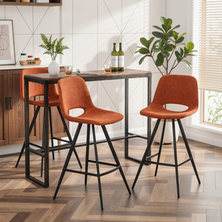 Sunvega Porth Fabric Kitchen Counter Height Stools Set of 2 with Plush Upholstery