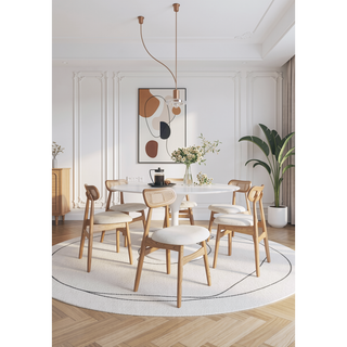 Sunvega Modern Cane Dining Chairs with Rectangular Backrest in Black and Gray