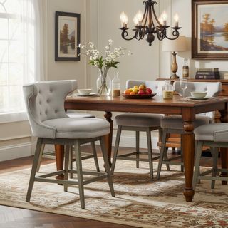 Sunvega Swivel Counter Stool with Solid Wood Frame and 360 Degree Rotation