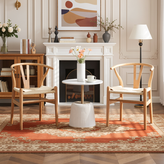 Sunvega Solid Wood Wishbone Dining Chairs Mid Century Modern for Beach House Fully Assembled