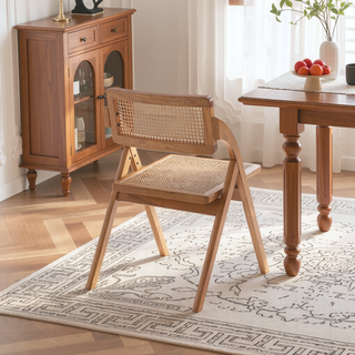 Sunvega Modern Industry Chic Cane Folding Dining Chair Set of 2 for Dining Room