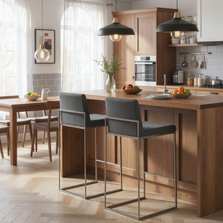 Sunvega Fuji High Back Barstool Set of 3 with Padded Seat and Backrest