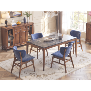 Sunvega Green and Walnut Padded Side Chair Set with Water Resistant and Scratch Resistant Finish
