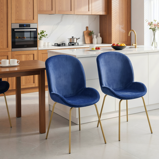 Sunvega Chic Wingback Side Chair with Plush Velvet Upholstery and Gold Metal Legs
