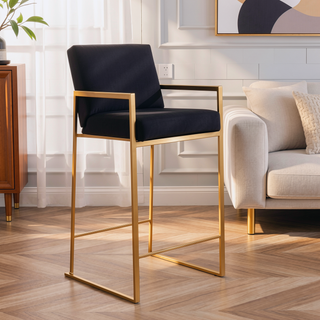 Sunvega Contemporary High Back Counter Stool Set of 3 with Padded Velvet Seat