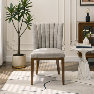 Sunvega Elmwood Cream Fabric Dining Chair Set Of 2 Mid Century Velvet