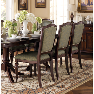 Sunvega Dark Cherry Finish Wooden Dining Chairs Set of 2 with Upholstered Seat