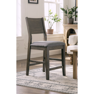 Sunvega Contemporary Gray Solid Wood Counter Height Dining Table with Center Support Beam