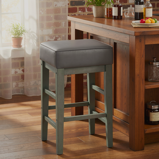 Sunvega Antique Gray Finish Solid Wood Frame Counter Height Stools Set of 2