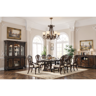 Sunvega Traditional Style Arm Chair with Ornate Corbels in Dark Brown Finish