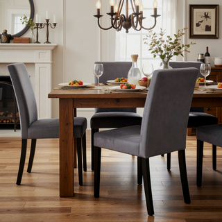 Sunvega Black Finish Dining Table with Wooden Top for 4 Seats
