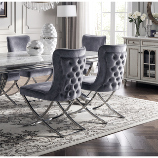 Sunvega Glam Style Chrome Frame Upholstered Velvet Dining Chairs Set of 2