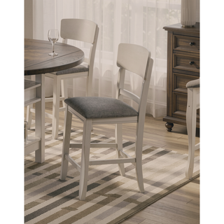 Sunvega 2pc Transitional Upholstered Counter Height Dining Chair Bar Stools with Chalk Gray Finish