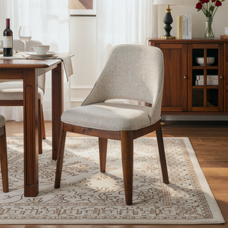 Sunvega Weston Dining Chair Set of 2 with Linen Upholstery and Full-Back Support