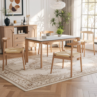 Sunvega Mid-Century Modern Dining Chairs Set of 2 with Solid Oak Frame and Handwoven Seat