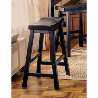 Sunvega Black Finish Bar Height Solid Wood Saddle Seat Stools Set of 2