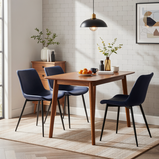 Sunvega Durango Industrial Dining Chair with Vintage Blue Faux Leather and Black Metal Legs