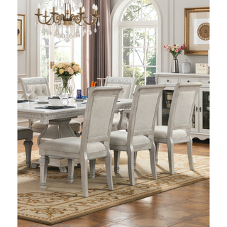 Sunvega Traditional Style 2pc Side Chair with Chenille Upholstered Seat and Backrest