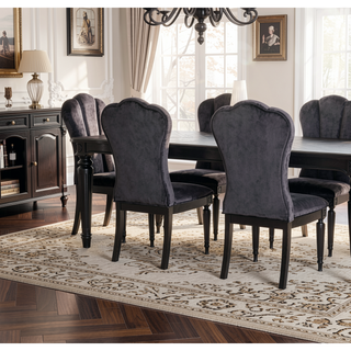 Sunvega Glam Style 2pc Side Chair with Upholstered Seat and Fluted Legs for Dining Room