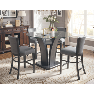 Sunvega Contemporary Glam Upholstered Dining Side Chair with Plush Gray Fabric