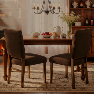 Sunvega Mid-Century Modern Upholstered Dining Side Chair Set of 2 with Walnut Finish