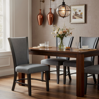 Sunvega Contemporary Glam Upholstered Dining Side Chair with Plush Gray Fabric