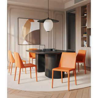 Sunvega Modern Gray Leatherette Upholstered Dining Chairs Set of 2