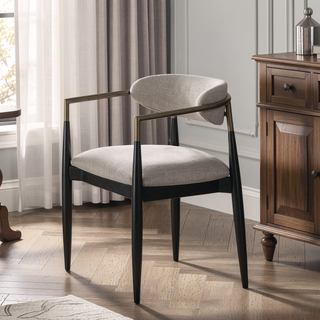 Sunvega Beige and Black Armchair with Open Back and Straight Leg Design