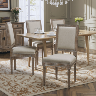 Sunvega Weathered Wood Traditional Dining Chairs with Modern Color Fabric