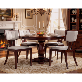 Sunvega Traditional Dining Room Chair Set of 2 in Camel Faux Leather