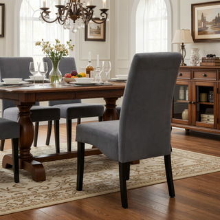 Sunvega Grey and Black Upholstered Dining Chair with Padded Seat and Backrest