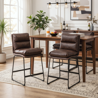 Sunvega Milos Upholstered Counter Height Stools with Sled Base and Overfilled Seat