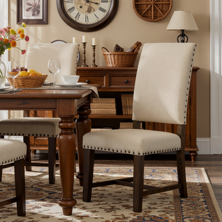 Sunvega Beige and Smokey Black Upholstered Armless Side Chair Set of 2