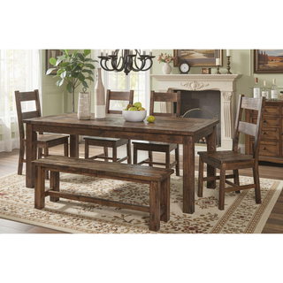 Sunvega Solid Rubber Wood Dining Chairs with Classic Transitional Design and Burnished Brown Finish