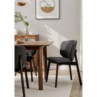 Sunvega Mallin Gray Chenille & Walnut Side Chair with Padded Seat and Back Cushion