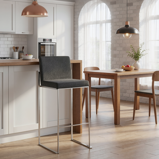 Sunvega Fuji High Back Barstool Set of 3 with Padded Seat and Backrest