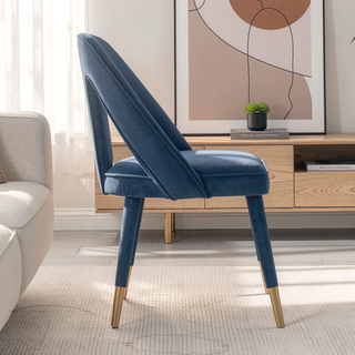 Sunvega Modern Velvet Upholstered Dining Chair with Gold Metal Tips for Dining Room