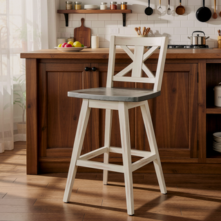 Sunvega Solid Rubberwood Counter Height Dining Table with Distressed Gray Finish